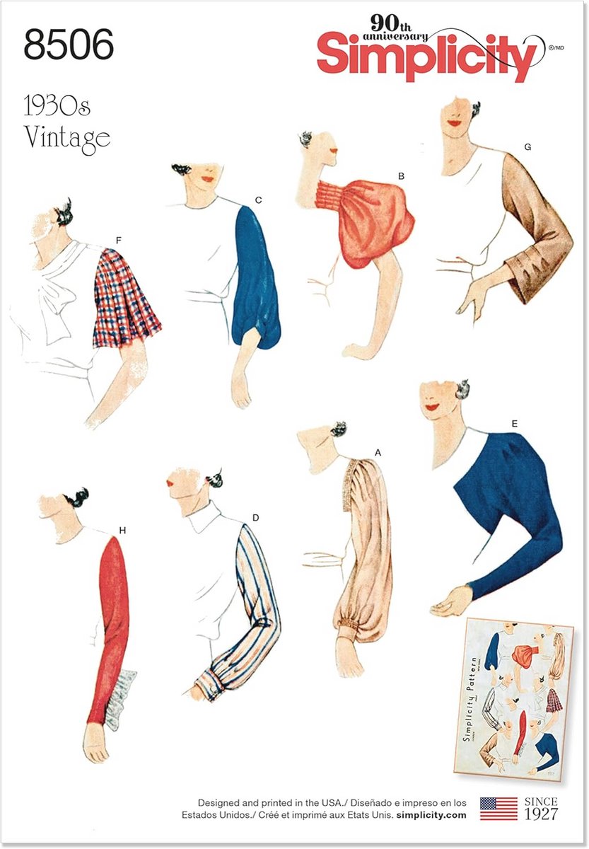 Vintage Mouwpatroon voor Dames (10-22) - 8 Stijlopties