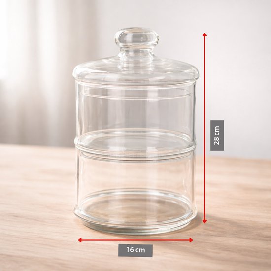 Bonbonnière/snoeppot - glas - 2 lagen - Ø16 cm - met deksel