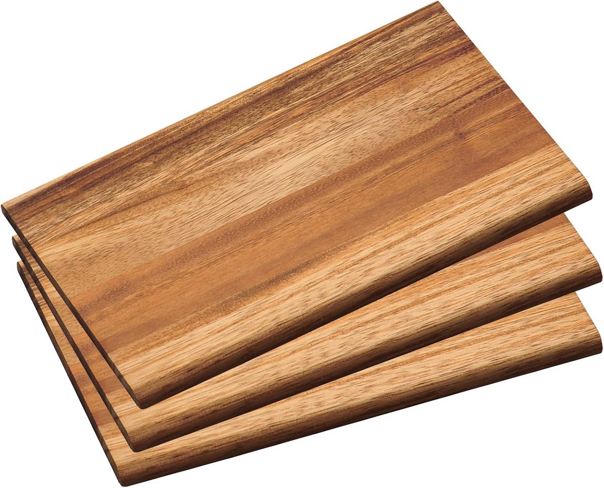 Borrelplank Acacia Bruin 23 x 15 x 1 cm - Broodplank Set van 3 Stuks