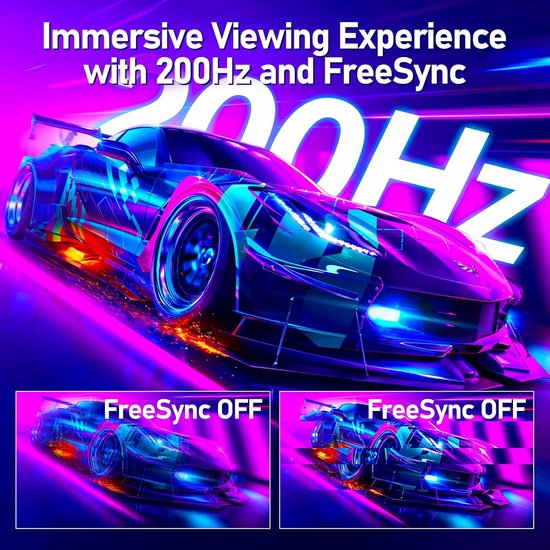 24,5 inch Gaming Monitor - 200 Hz FHD 1080P Frameloze PC-Scherm met Luidsprekers en Oogverzorging van Merkloos — afbeelding 3