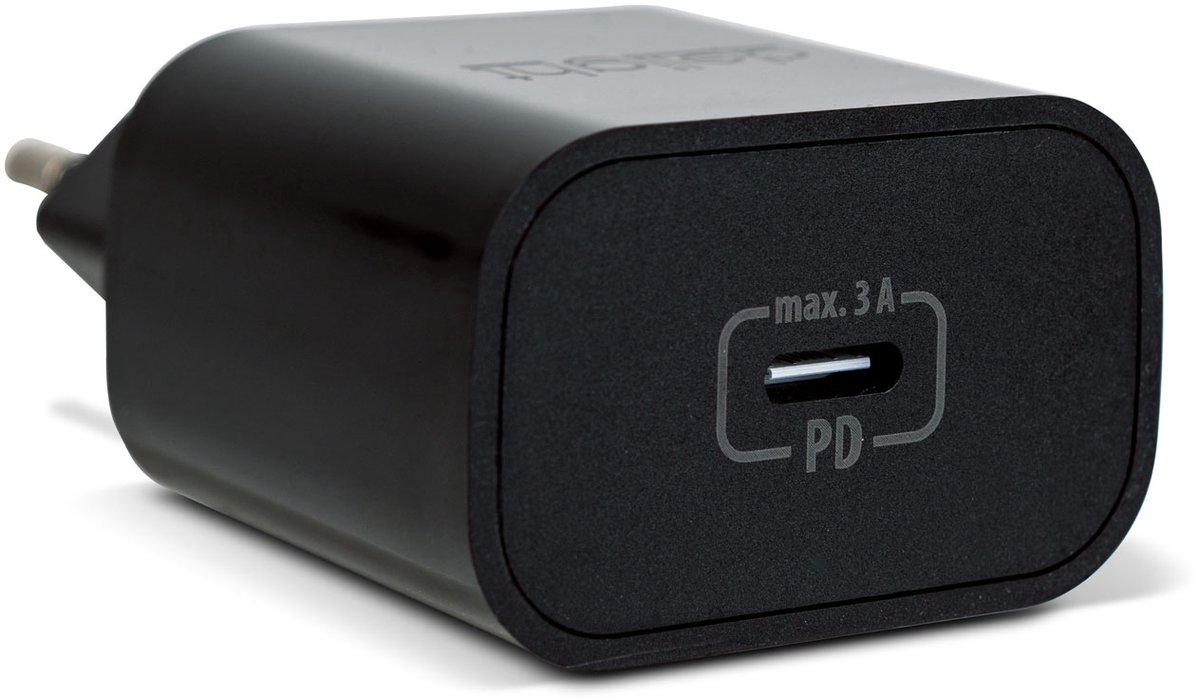 Oplaadblok Snellader USB-C – Power Delivery 20W – Adapter / Netwerkadapter – Compact – zwart 1 Stuks [55040BK]