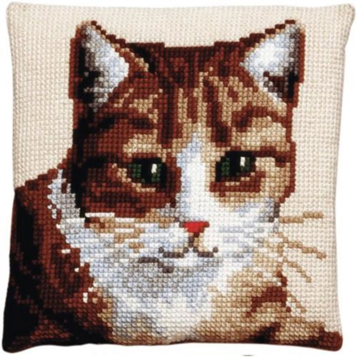 Pako borduurpakket kruissteekkussen - kat - geprint stramien - 003.098 - DIY kit
