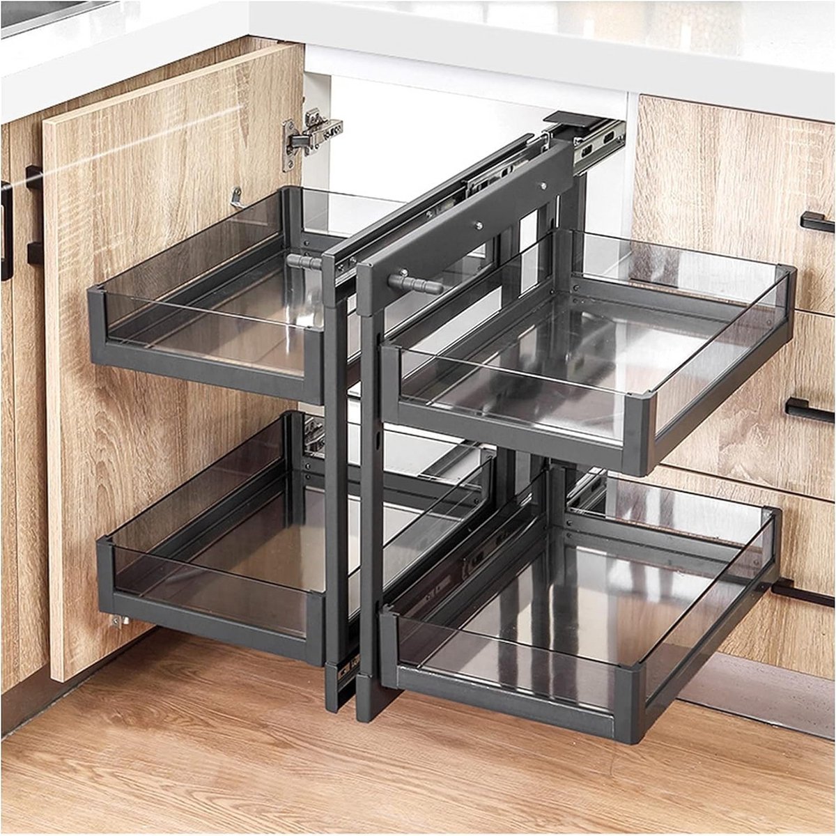 Hoekkast Organizer - Uittrekbare Legplank - Keuken Opbergen - Dubbele Legplank - 800-900 mm - C