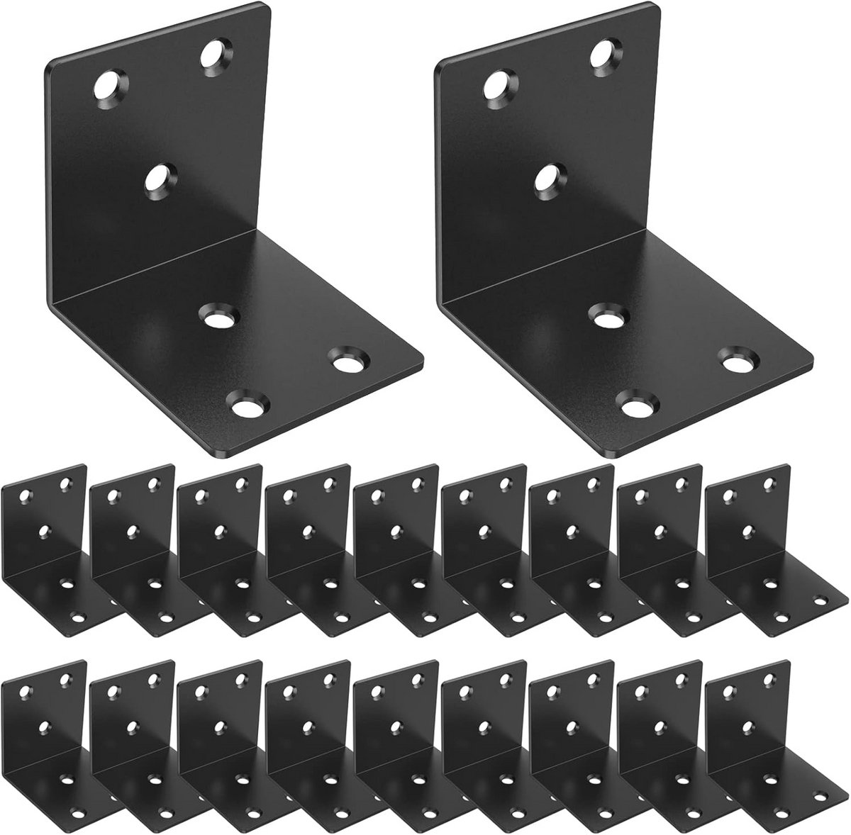 Hoekverbinders 20 stuks 5x5 cm, Zwarte Metalen Hoekklemmen voor Houten Meubels en Bedstoelen - 90 Graden Heavy Duty
