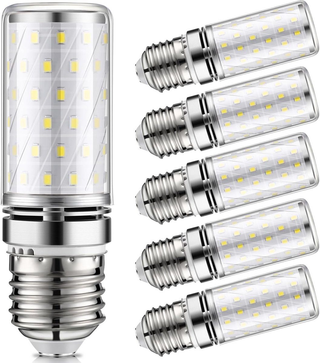 E27 LED 12W 1200LM Koel Wit 6000K Maïslamp Spaarlamp 6 Stuks