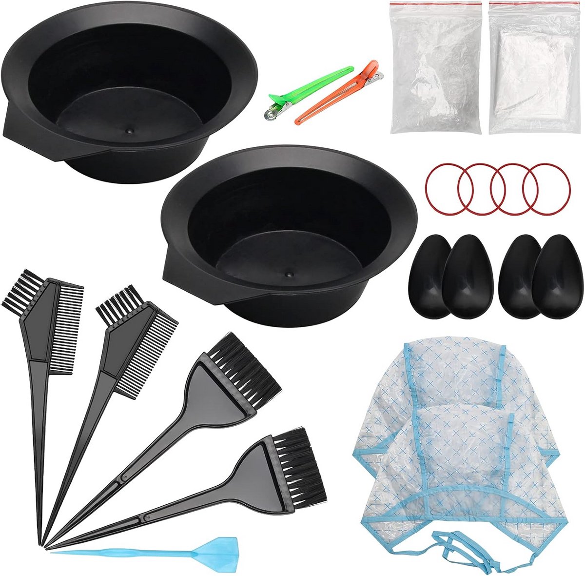 23 Packs Haarverf Kleurset voor DIY Haarkleuring met Borstel, Kom en Accessoires
