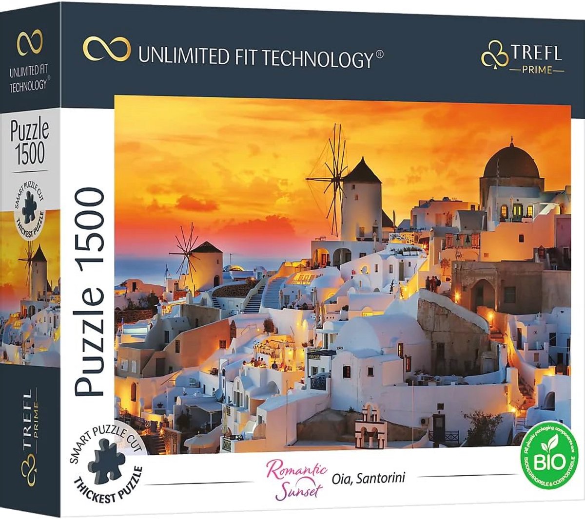 Romantische Zonsondergang Puzzel van 1500 Stukjes - Oia, Santorini - Voor Kinderen en Volwassenen