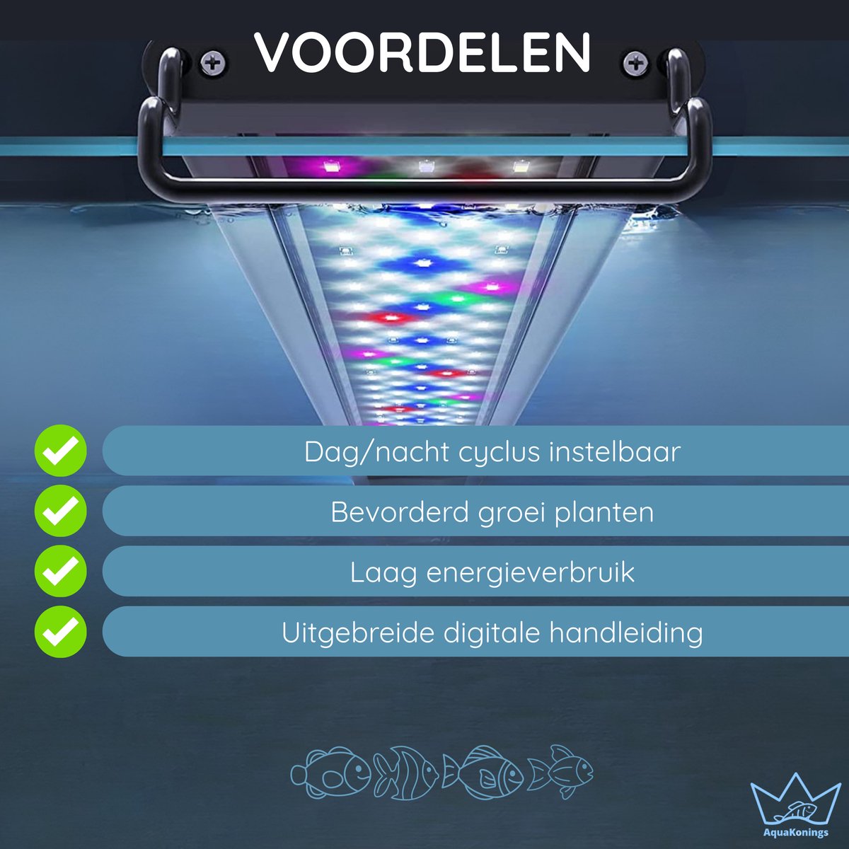 AquaKonings Aquarium LED-lamp 30-45cm, dimbaar met timer thumbnail 2