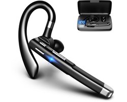Draadloze hoofdtelefoon, 5,4 mm oordopjes, 500 mAh oplaadcase, ingebouwde microfoon met ruisonderdrukking – Handsfree sporthoofdtelefoon voor zakelijk gebruik – Ideaal voor vrachtwagenchauffeurs, zakelijke professionals en kantoorgebruik – Zwart