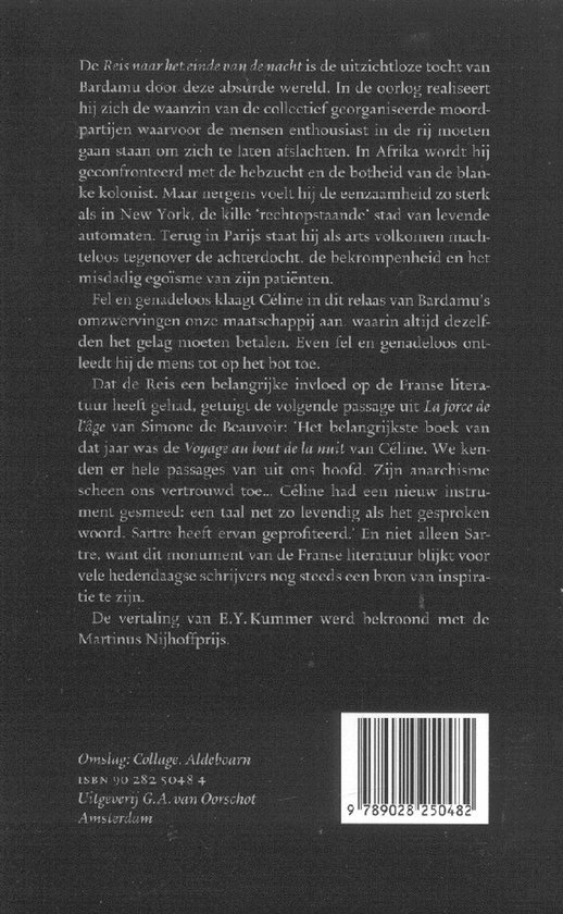 Boekomslag met tekst en barcode. Collage met afbeeldingen.