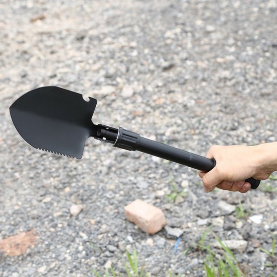 Vouwbare Schoffel - 41,5cm Opklapbare Graafgereedschap met Draagtas - Duurzame Getand Rand voor Kamperen, Wandelen, Tuinieren, Vissen & Noodgevallen (Zwart) van Merkloos	 — afbeelding 3