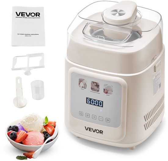 VEVOR Automatische Ijsmachine 1L met Ingebouwde Compressor, Geen Voorvriezen Nodig