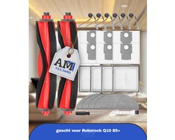 24 stuks accessoires gescht voor Roborock Q10 S5+ robotstofzuiger, 2 hoofdborstels, 6 stofzakken, 4 dweilpads, 4 HEPA-filters, 6 zijborstels, 1 reinigingsborstel, 1 schroevendraaier