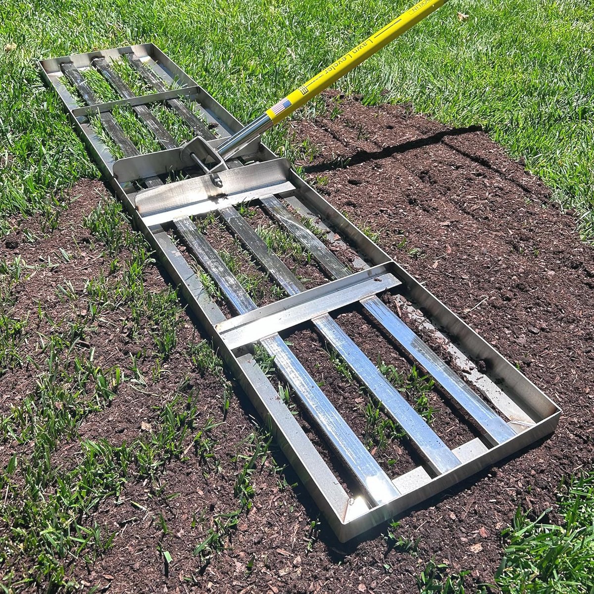 Levelawn Tool voor het Egaliseren van Grond | 48" x 10" Grondplaat | 78" Extra Lange Handgreep | Roestvrij Staal