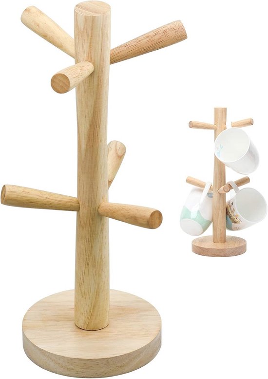 Houten mokhouders voor koffiekopjes - 6 kopjes, bruin