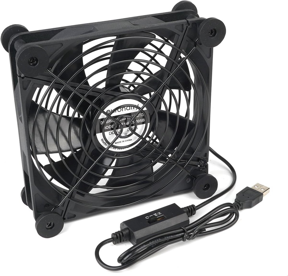 Stille USB Ventilator 140 mm - Mini Ventilator met 3 Windsnelheden en Metalen Grill