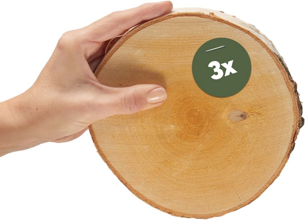 Grote houten schijven voor knutselen en decoreren - 45 cm - 3 stuks