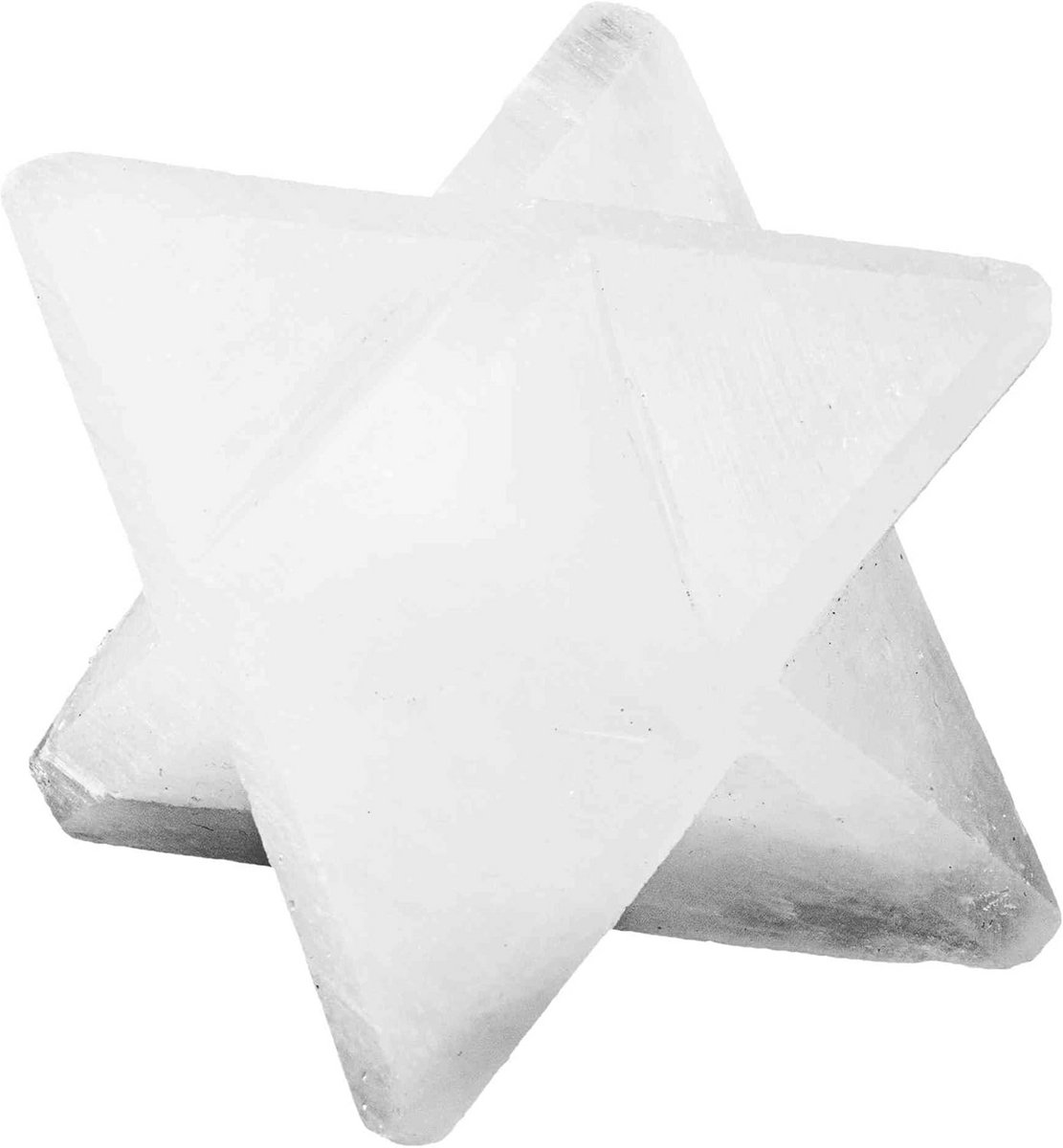 Gegraveerde Seleniet Merkaba Ster Kristal voor Meditatie, Healing en Energiezuivering