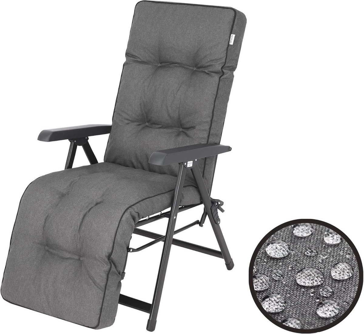 Loungekussen Tuinstoelkussen 160x50 cm Dik Gevoerd Waterafstotend met Voetensteun