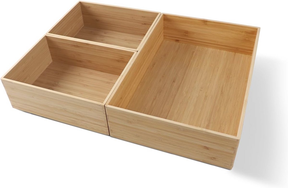 Bamboe Opbergdoos Set 3-delig - Lade Organizer voor Keuken, Kantoor en Badkamer