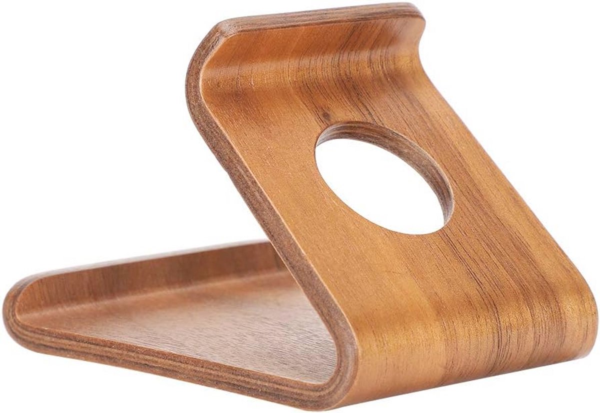 Draagbare Mobiele Telefoonstandaard voor Desktop - Houten Tablet Houder