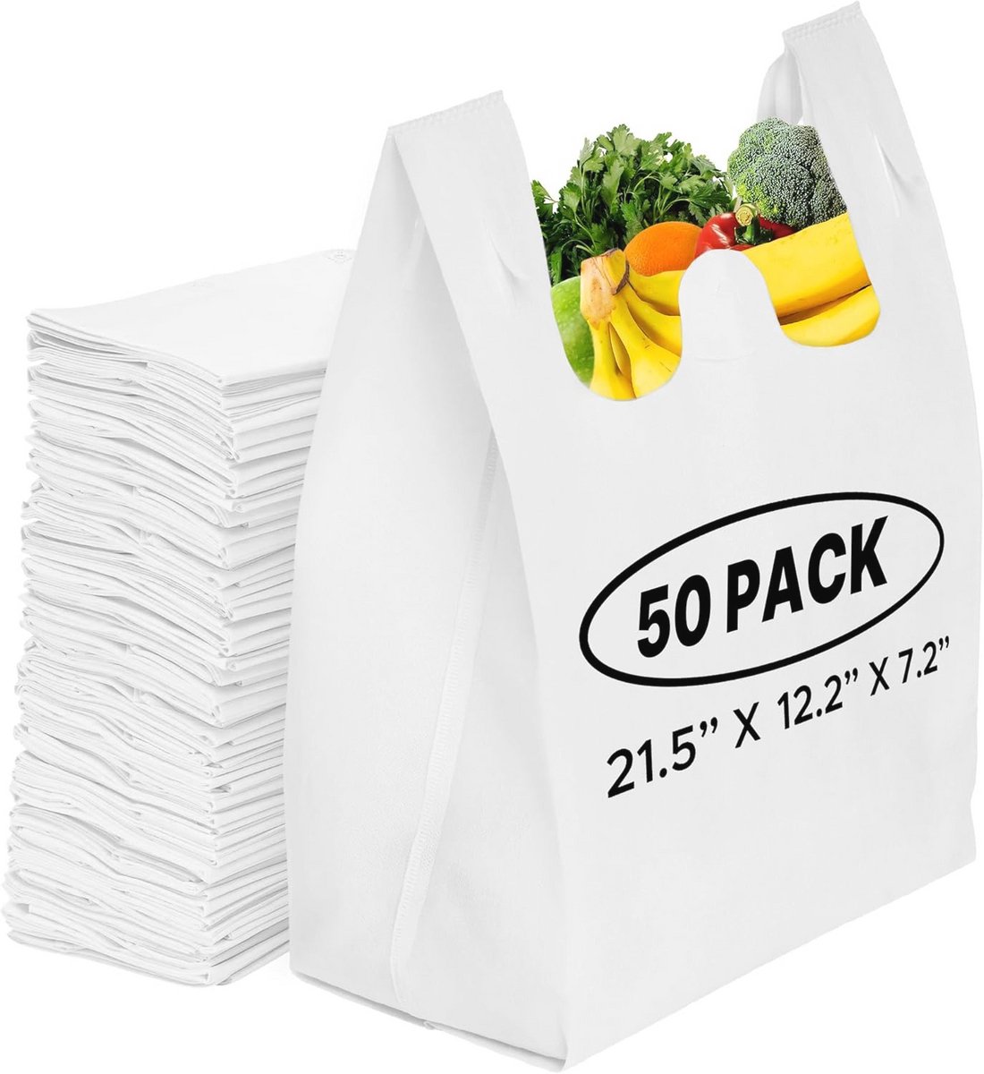 Herbruikbare Eco-vriendelijke Boodschaptassen - 50 Stuks, Duurzaam en Wasbaar