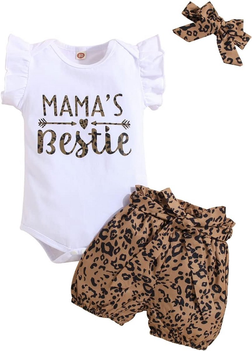 Schattige 3-delige Zomer Kleding Set voor Meisjes: Romper, Short en Hoofdband (0-24 maanden)