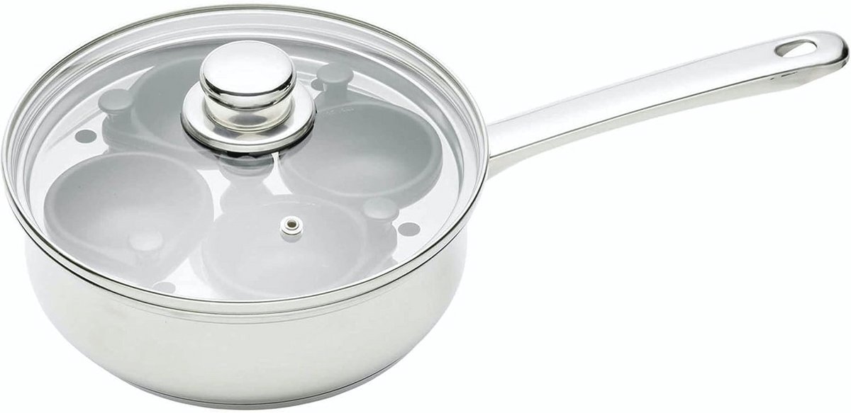 Eierstroper Pan voor 4 Eieren - Roestvrij Stalen Anti-aanbak Kookpan - 20,5 cm
