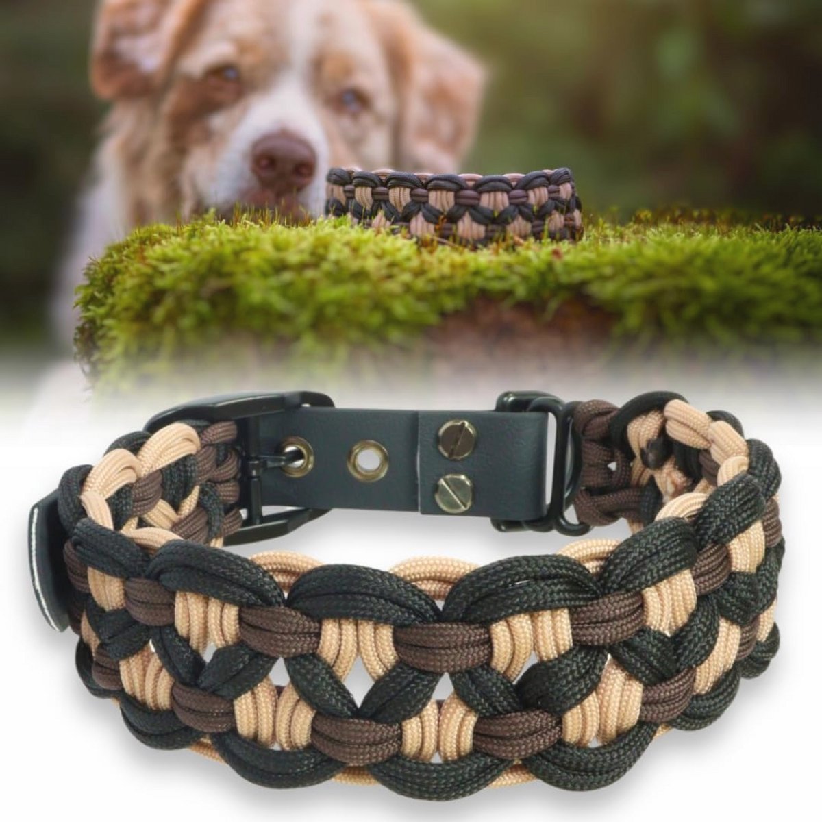 Verstelbare Hondenhalsband van Paracord - Robuust, Veilig en Duurzaam voor Kleine, Middelgrote en Grote Honden, Wit, M