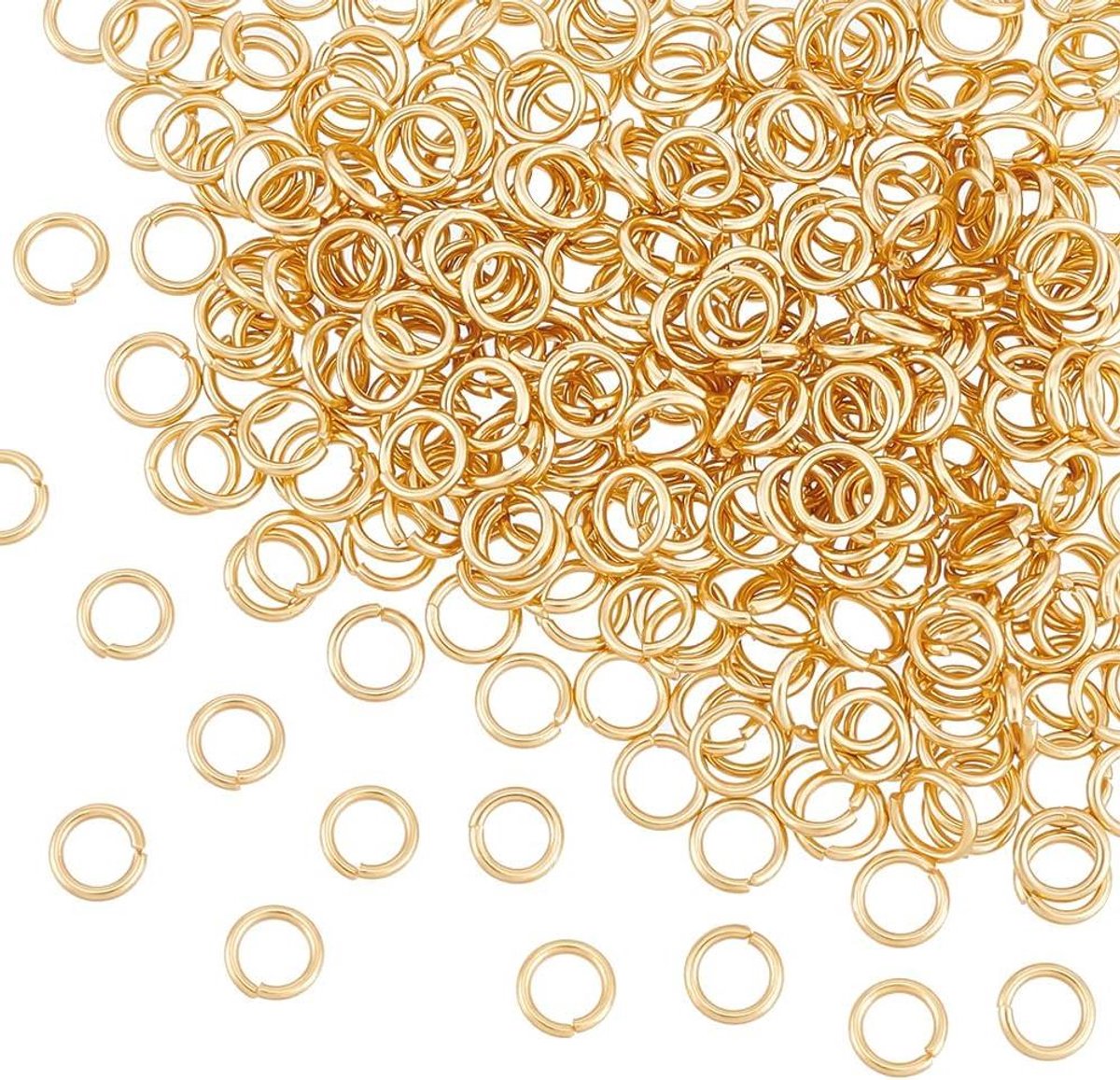 Allecta - Open Springringen 6mm Roestvrij Staal | 300 stuks | 24K Verguld | Metalen Verbindingsringen | DIY Sieraden | Sleutelhanger