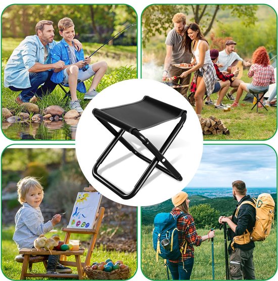 Ynkkvre - opvouwbare kruk 30 cm - campingkruk draagbaar tot 200 kg - inklapbare stoel met draagtas - ideaal voor vissen, reizen, wandelen, barbecue, tuin en strand - zwart — afbeelding 5