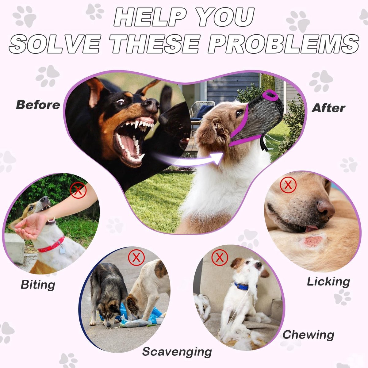 Soft Air Mesh Dog Muzzle For S-M-L Dogs - Anti-Biting Barking Chewing Scavenging Adjustable Loop - Front Opening Design Allows Panting Drinking - Grooming Training Walking Pet Accessory - Breathable Comfortable Pet Supplies-paars, M — cadeau in Cadeau-ideeën - foto 6