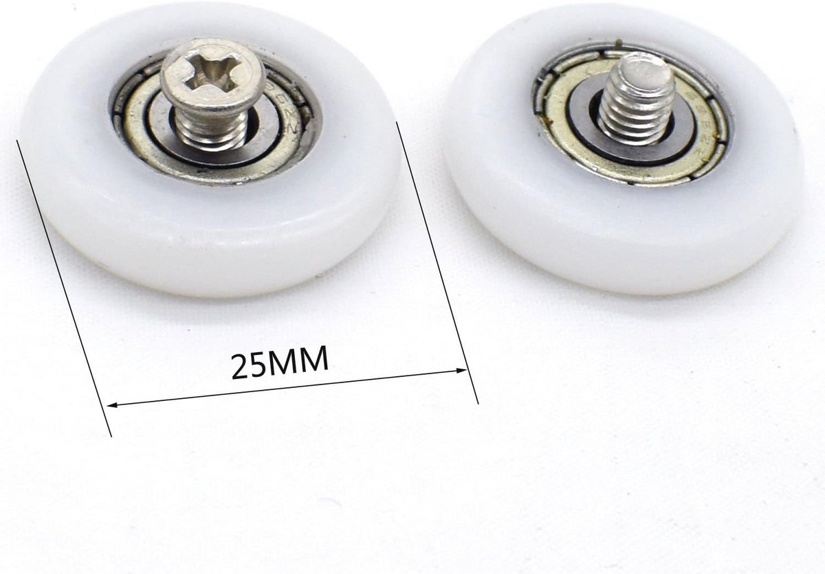10 Vervangende Douche Deurrunners 25mm - Douchedeur Rollers Wielen