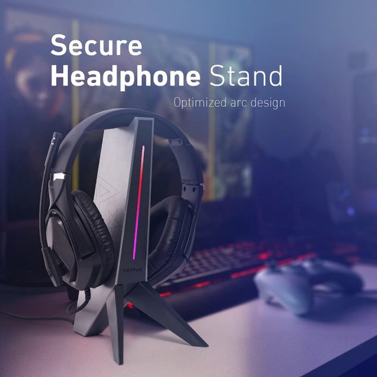 RGB Gaming Hoofdtelefoonstandaard met USB Poorten en AUX-Aansluiting — afbeelding 4
