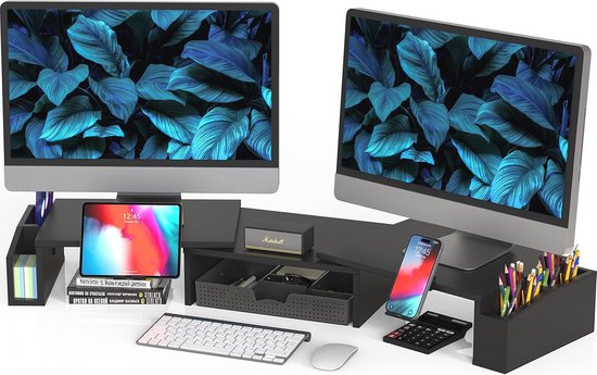 FITUEYES Houten Monitorstandaard Draaibare PC Laptop Computerscherm