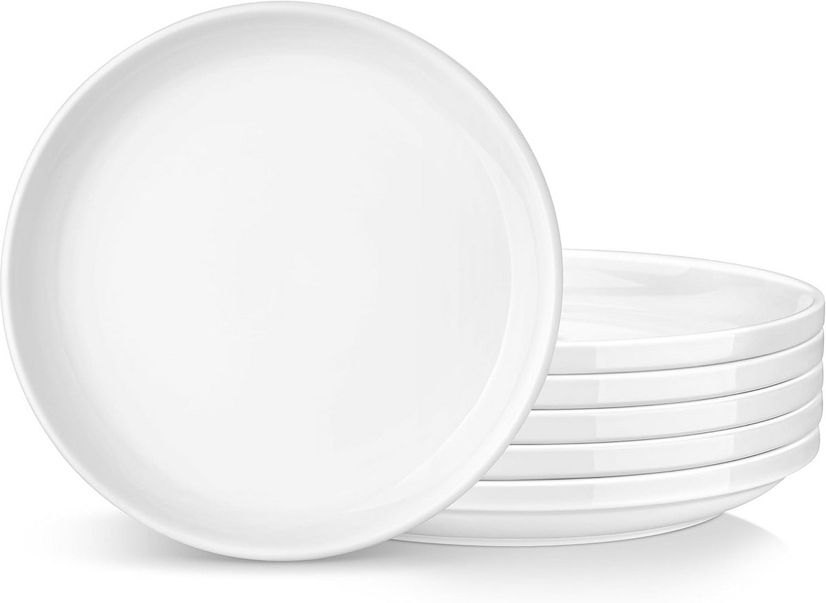 Witte borden set voor 6 personen - 25,5 cm schotelset - Diner- en saladeborden - Magnetron- en vaatwasmachinebestendig