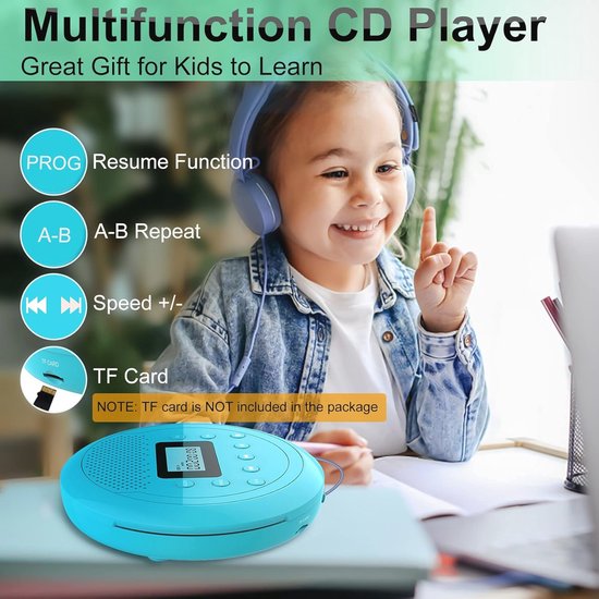 Draagbare CD-speler met luidspreker - Oplaadbare en compacte speler voor muziek en luisterboeken — afbeelding 2