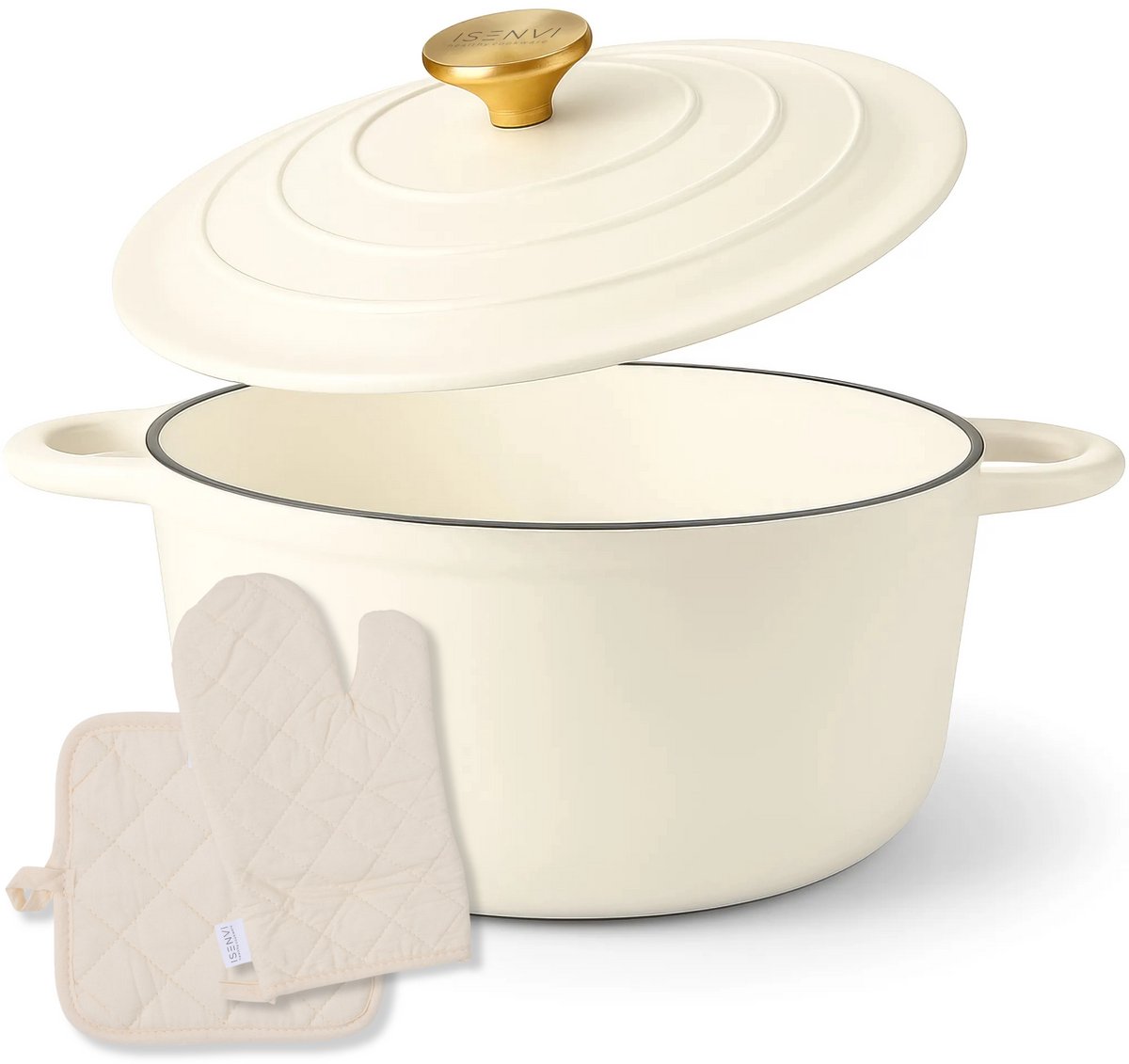 Byron gietijzeren braadpan 28 CM - Met deksel, pannenlap en ovenwant