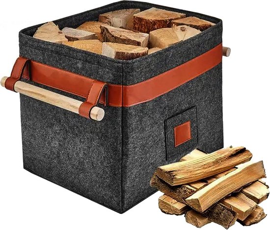Mooie rieten mand voor haardhout met hengsel ook boodschappen