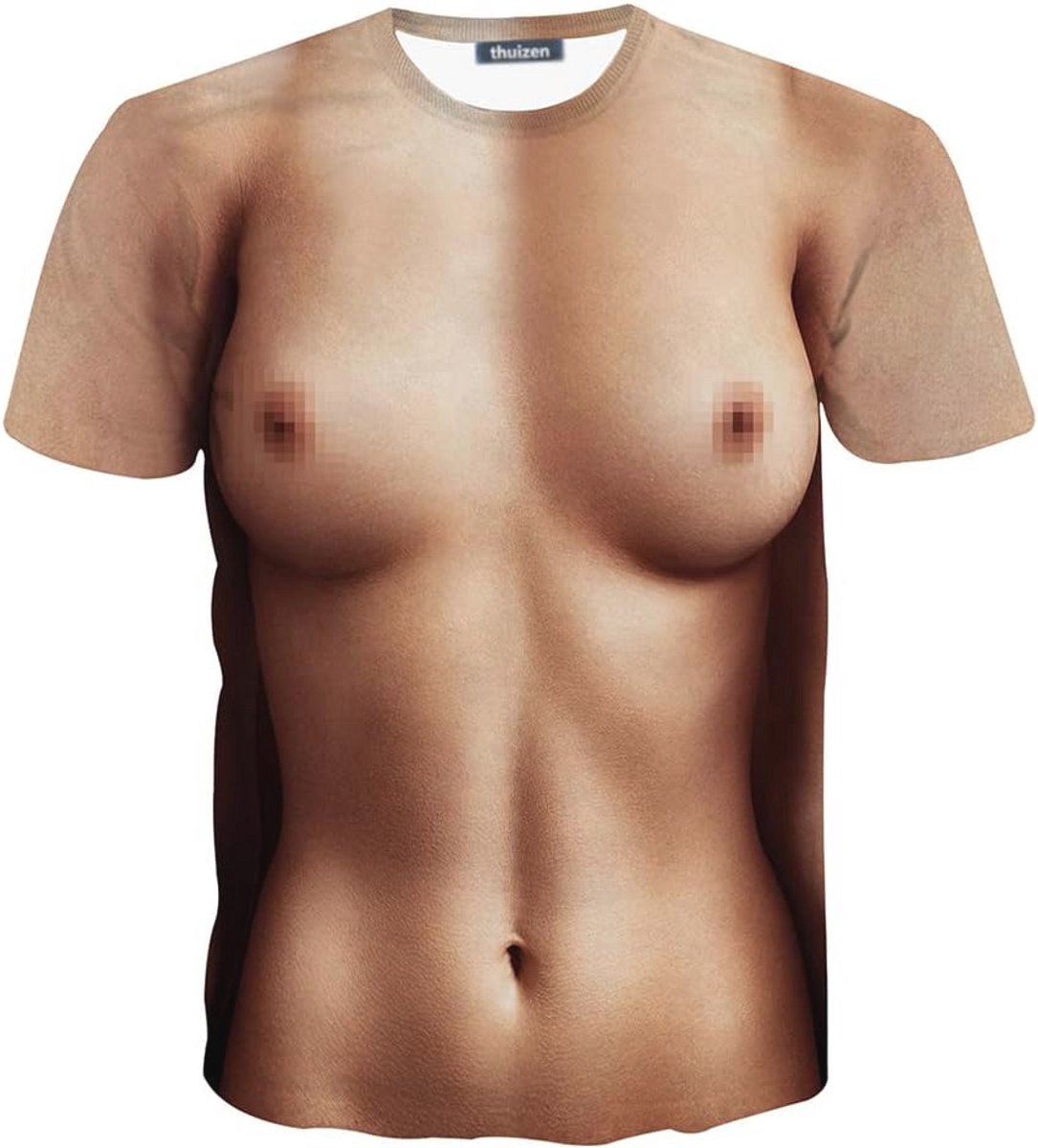 Heren 3D Muscle Gedrukt T-Shirt - Funny Prank Crewneck