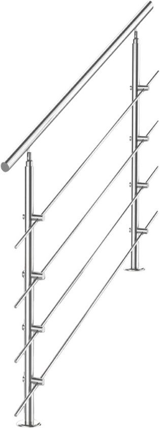 EINFEBEN Leuning, 120 cm, 42 mm, trapleuning voor balustrade, balkon, tuin, binnen en buiten, roestvrijstalen leuning met 2 dwarsbalken