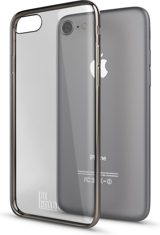BeHello iPhone 8  7  6s  6 Gel Siliconen Hoesje Transparant met Gouden Rand