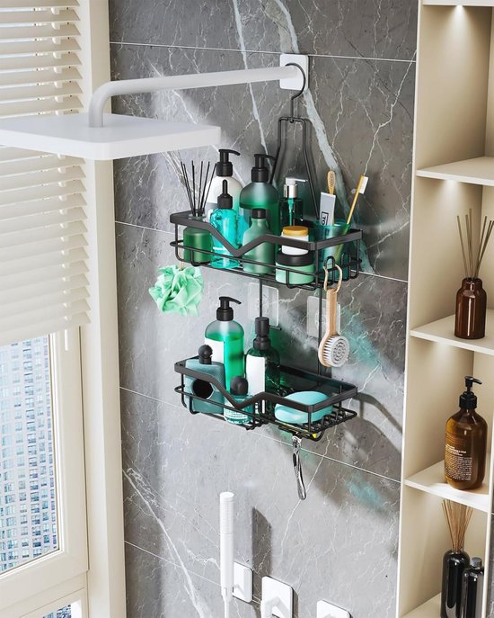 Utoplike Teak hangende douchecaddy, badorganizer boven de douchekop