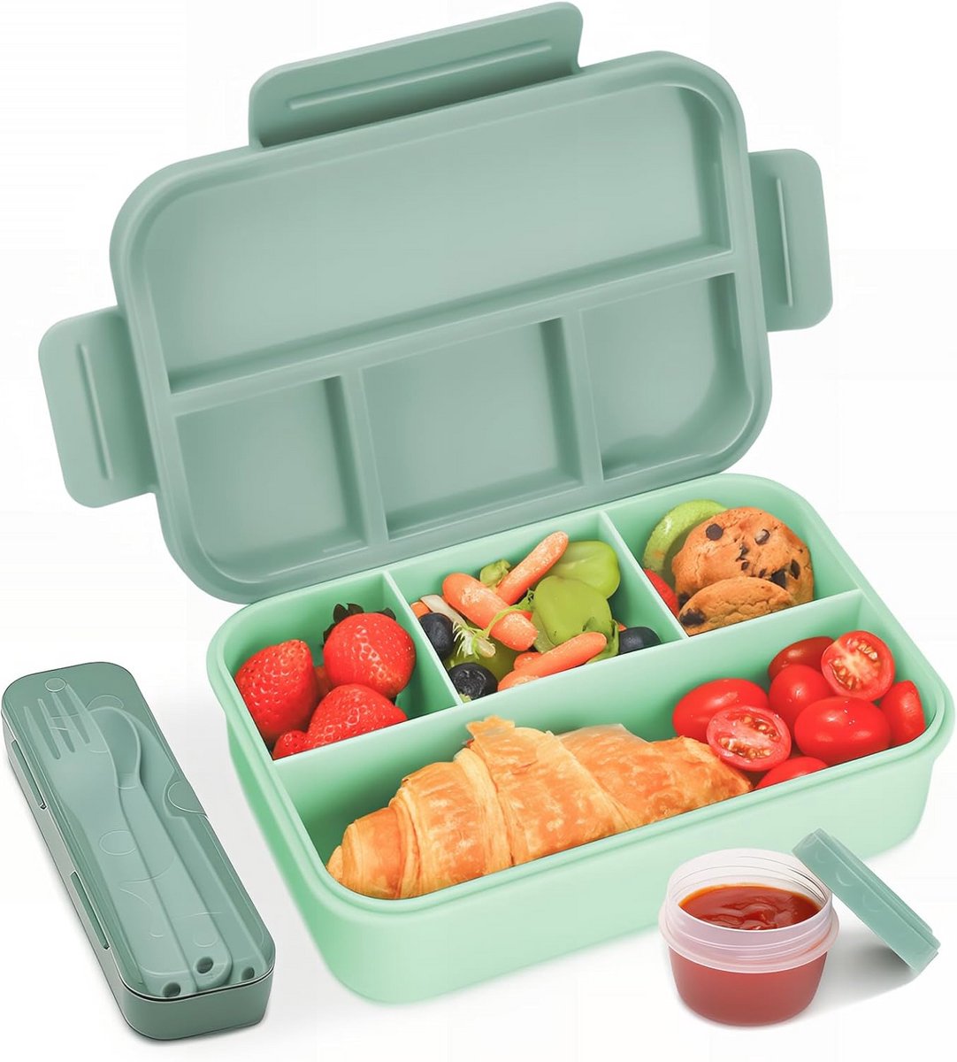 Lunchdoos met Compartimenten 1300 ml - Lekvrije Bento Box voor Kinderen en Volwassenen