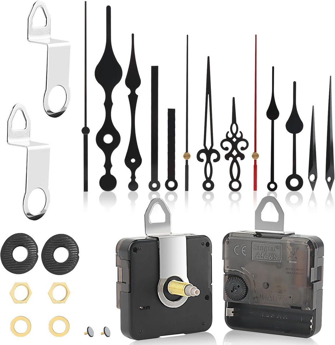 Geruisloos uurmechanisme met 5 sets wijzers voor doe-het-zelf wandklokken