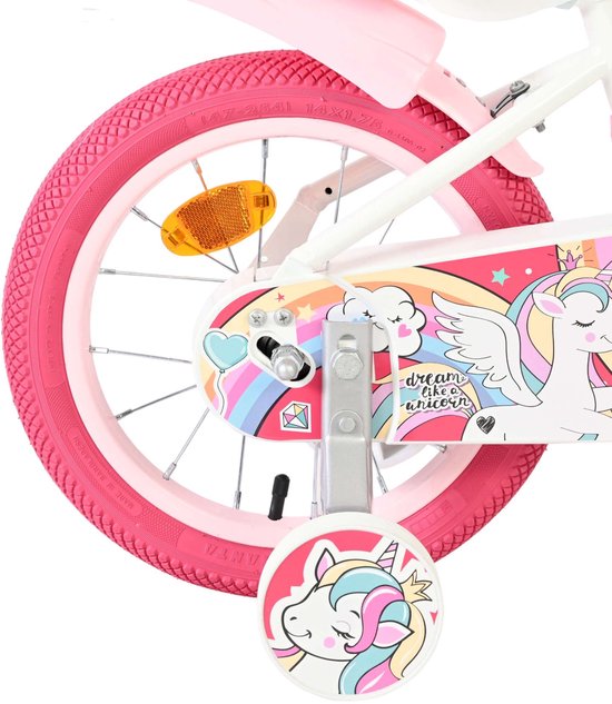 Volare Unicorn Kinderfiets - Meisjes - 14 inch - Wit van Volare — afbeelding 4
