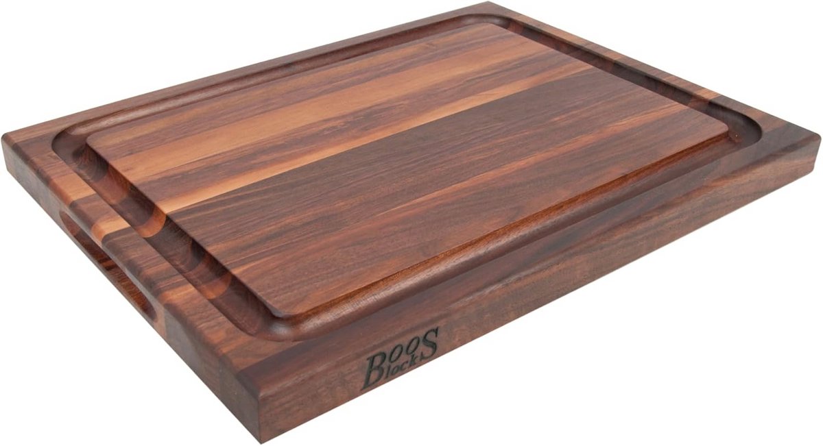 Professionele BBQ snijplank van walnoothout met sapgoot en handgrepen - 46 x 31 x 4 cm