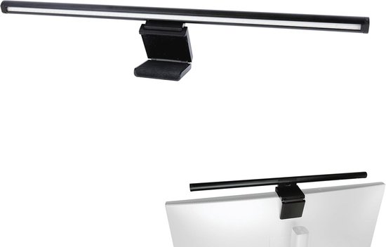REV Klemlamp - 39cm monitor lamp met batterij, klembaar, 120lm, 3 kleuren, zwart