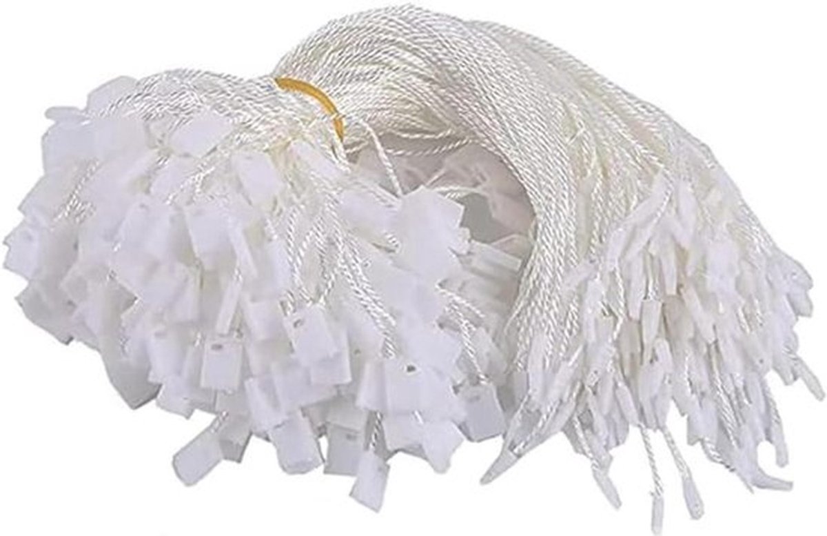Hang Tag String Nylon String voor Hang Tags 200 stks Wegwerp Zwarte Prijs met Snap Lock Pin voor Kleding (Wit)