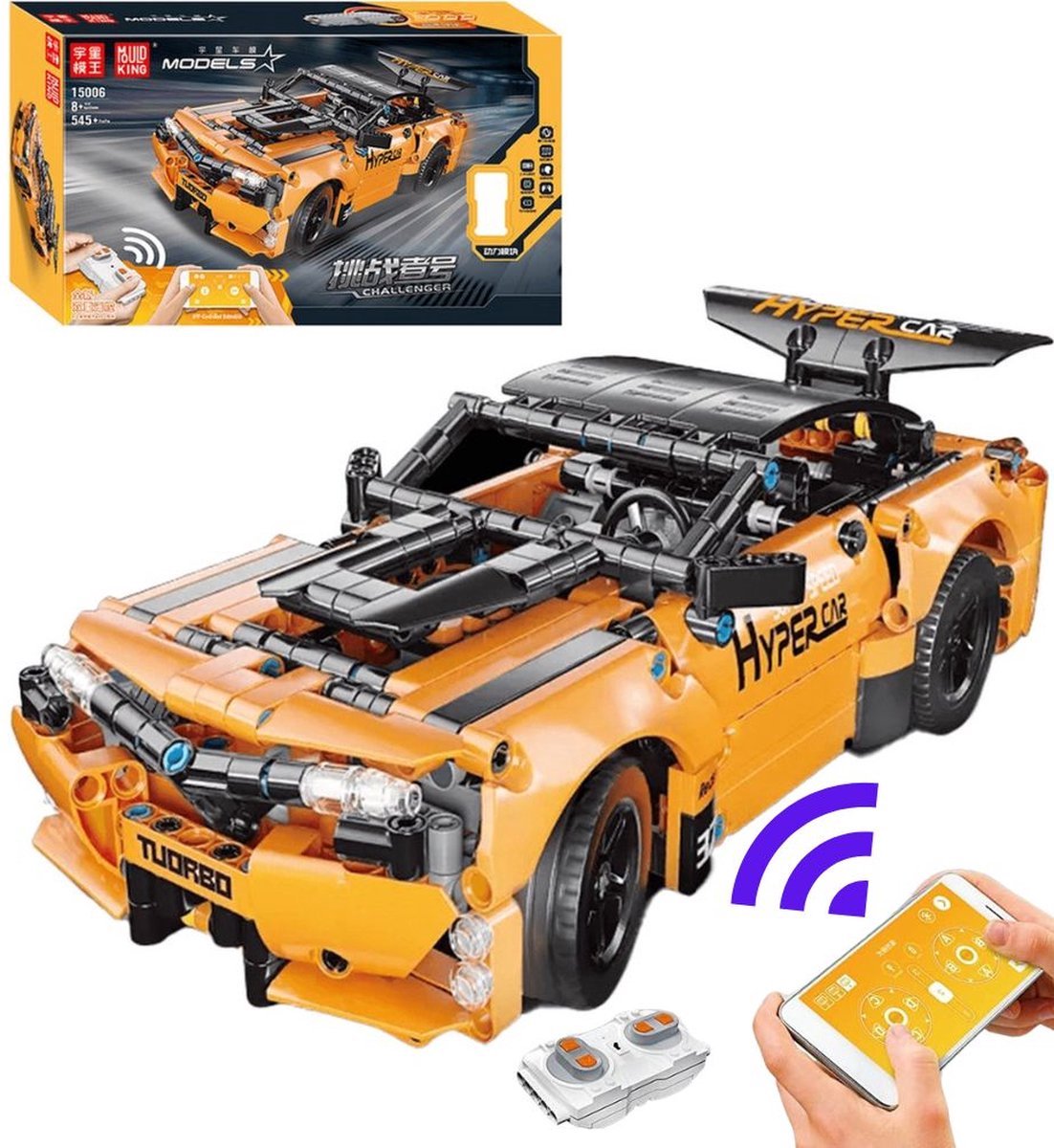 Mould King 15006 Furious Dodge Challenger RC bouwset | Hot racing champion adventure | Technische speelgoed bouwpakketten voor volwassenen & kinderen | Auto met speed fast drifting wheels | remote niet geschikt voor Lego | Bouwdoos met 617 bouwstenen
